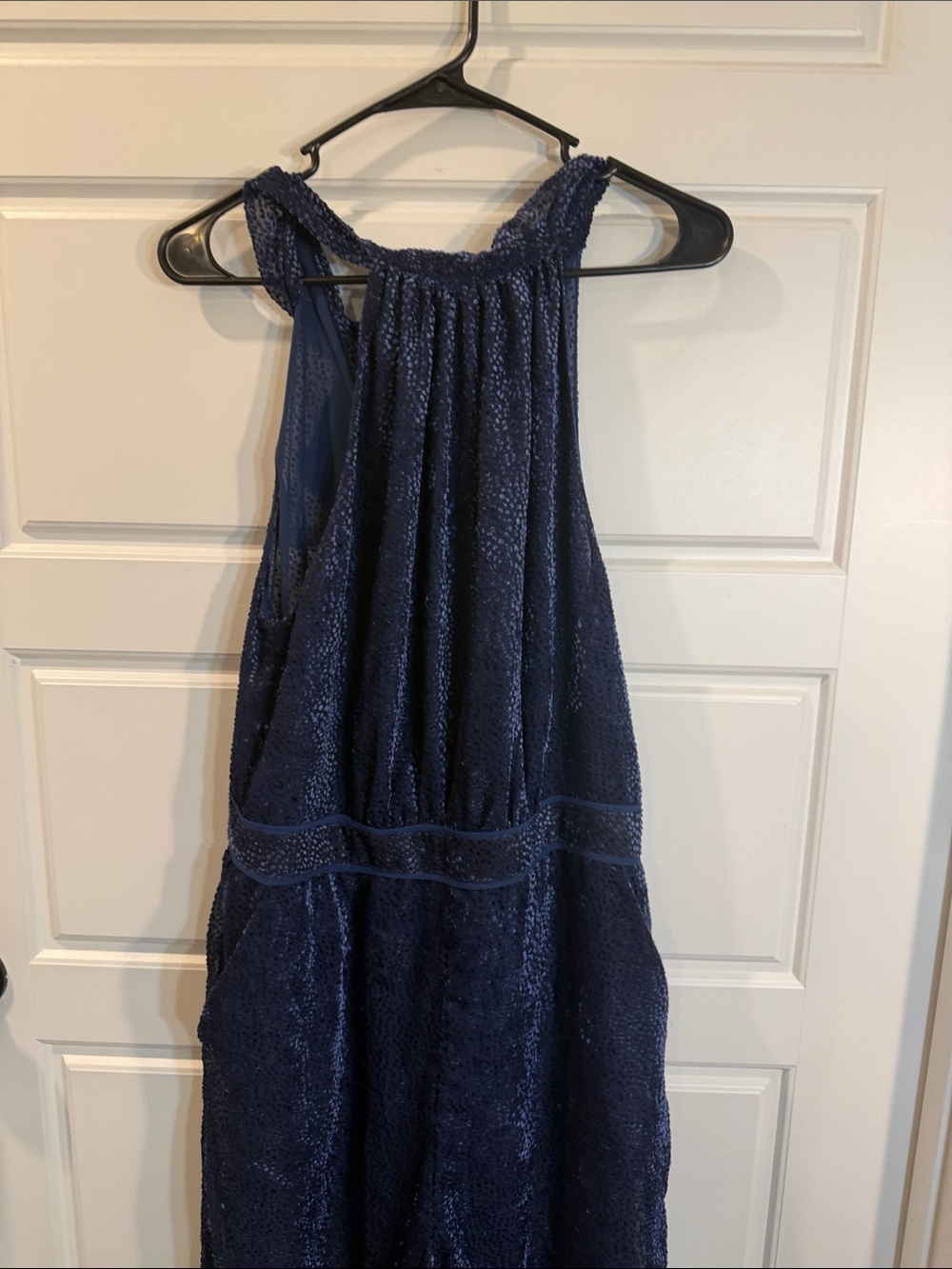 ANTHROPOLOGIE ELEVENSES Nova Velvet Halter Jumpsuit Blue Formal 12 - Picture 8 of 10